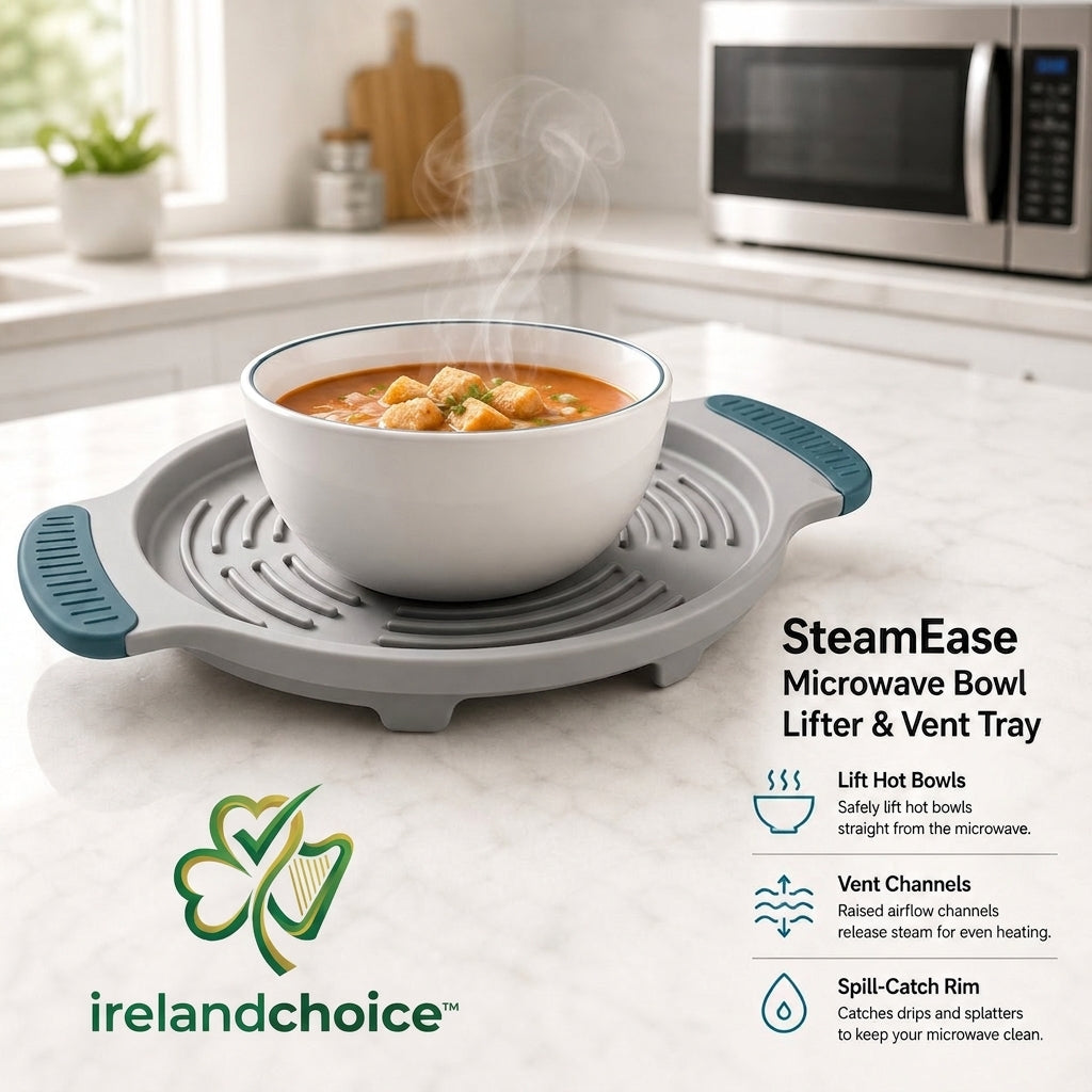irelandchoice™ SteamEase Microwave Bowl Lifter & Vent Tray